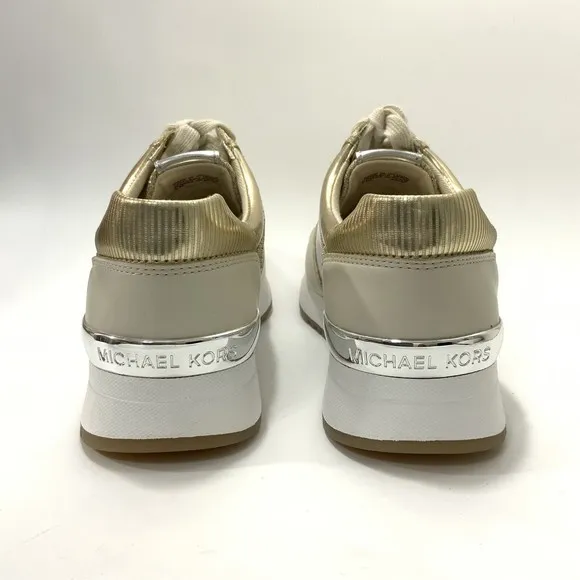 Michael Michael Kors Sneaker Women Size 6.5M Gold-tone Lace-up Liv Wedge