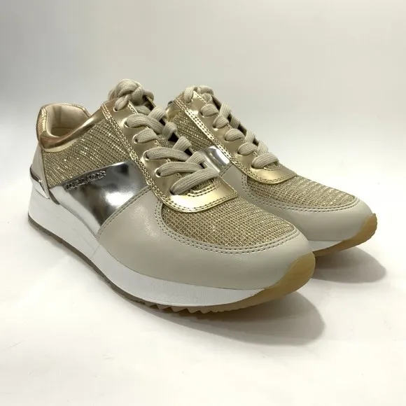Michael Michael Kors Sneaker Women Size 6.5M Gold-tone Lace-up Liv Wedge