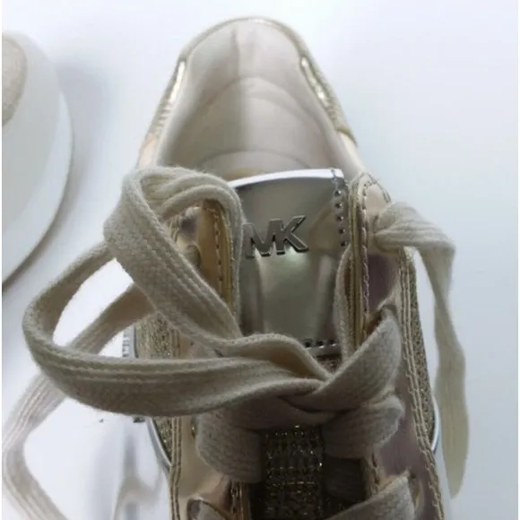 Michael Michael Kors Sneaker Women Size 6.5M Gold-tone Lace-up Liv Wedge