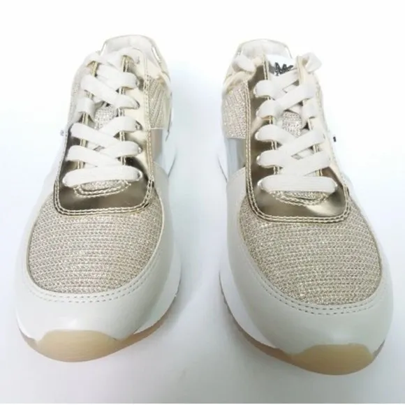 Michael Michael Kors Sneaker Women Size 6.5M Gold-tone Lace-up Liv Wedge