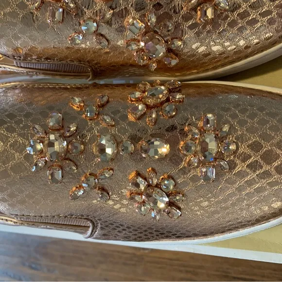 MICHAEL MICHAEL KORSKeaton Embellished Metallic Leather Slip-On Sneaker New sz9