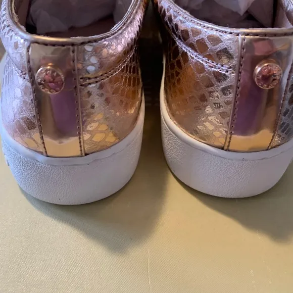 MICHAEL MICHAEL KORSKeaton Embellished Metallic Leather Slip-On Sneaker New sz9