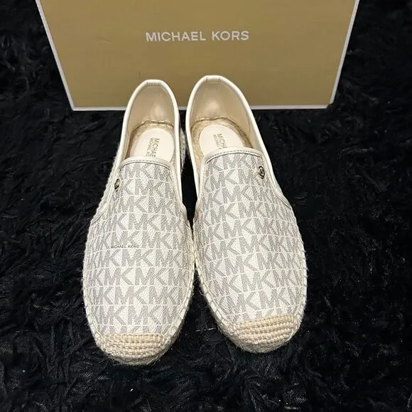 Michael Kors MK logo print espadrilles flats slip on shoes women’s 7 new