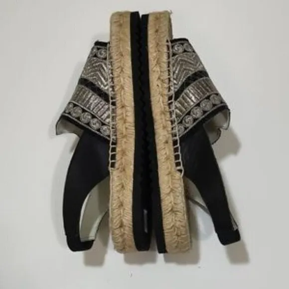 MIISTA LONDON silver black espadrilles 36 NEW