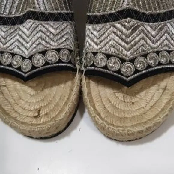 MIISTA LONDON silver black espadrilles 36 NEW