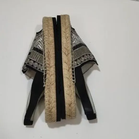 MIISTA LONDON silver black espadrilles 36 NEW