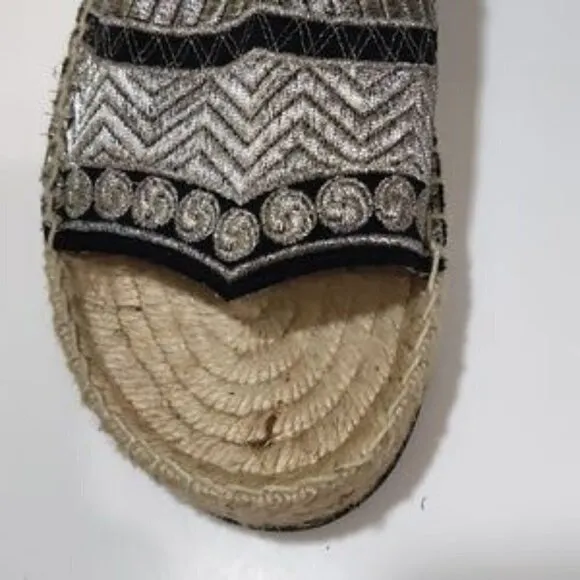 MIISTA LONDON silver black espadrilles 36 NEW