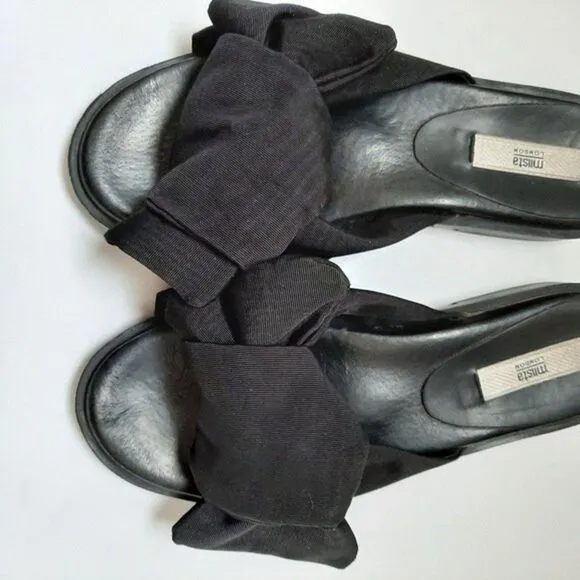 MIISTA London Valerie Sandal Bow Black Sz 36 / US 5.5