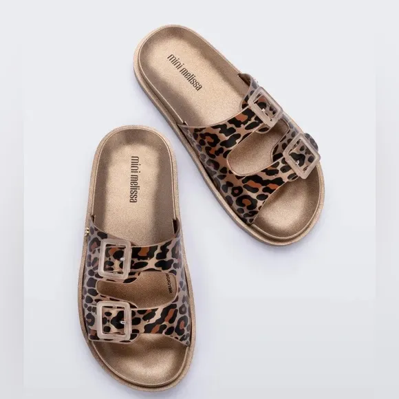 Mini Melissa Slides Wide II Leopard Gold