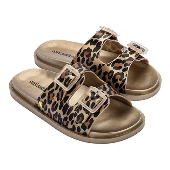 Mini Melissa Slides Wide II Leopard Gold