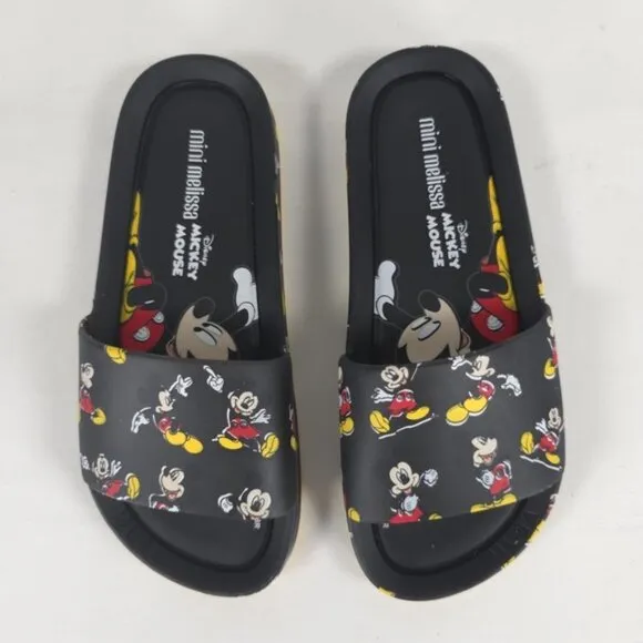 MINI MELISSA Unisex Black Beach Slide III Mickey &amp; Fiends Sandals Size 2 KIDS