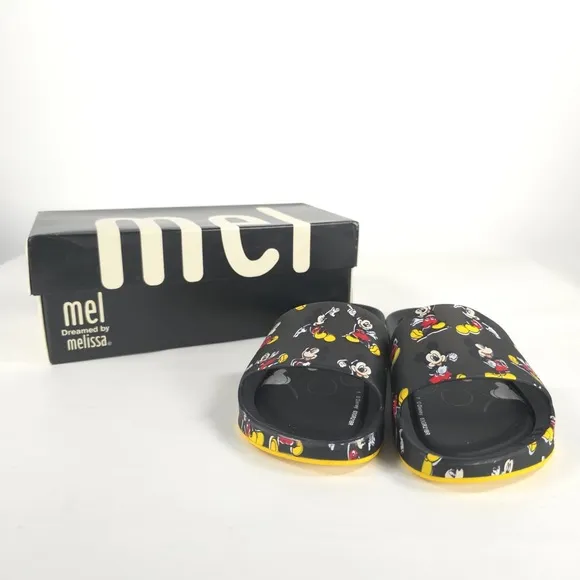 MINI MELISSA Unisex Black Beach Slide III Mickey &amp; Fiends Sandals Size 2 KIDS