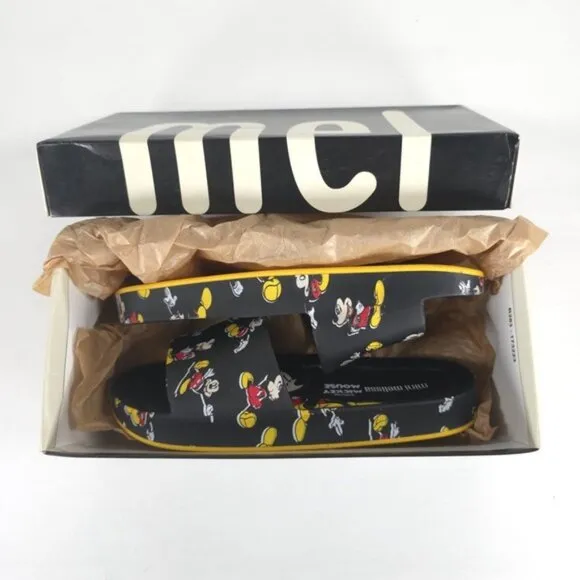 MINI MELISSA Unisex Black Beach Slide III Mickey &amp; Fiends Sandals Size 2 KIDS