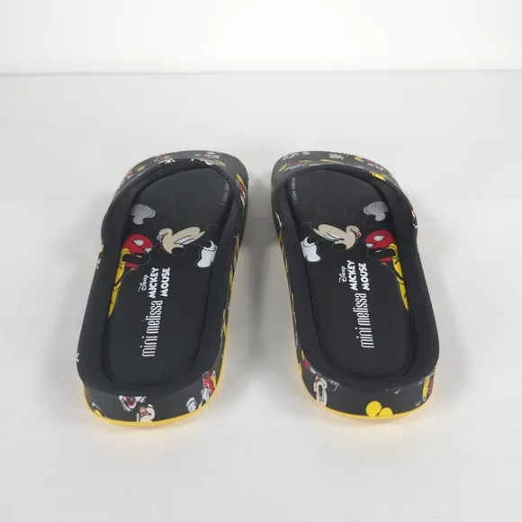 MINI MELISSA Unisex Black Beach Slide III Mickey &amp; Fiends Sandals Size 2 KIDS