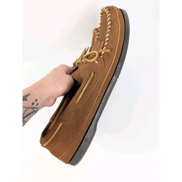 Minnetonka Moccasin Suede Leather Camp Moc Dusty Brown Loafers Men's Size 13