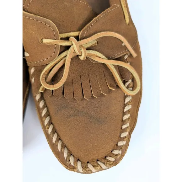 Minnetonka Moccasin Suede Leather Camp Moc Dusty Brown Loafers Men's Size 13