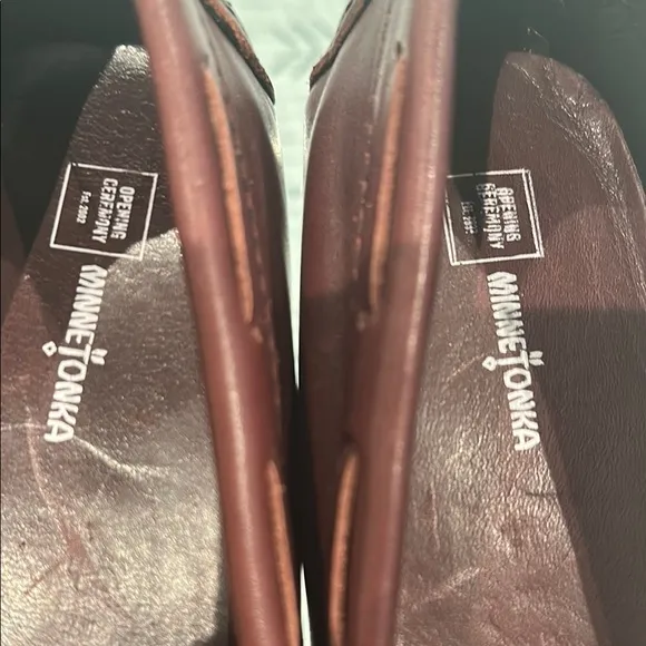 Minnetonka opening ceremony Embellished Leather Loafers - Brown womens size 7