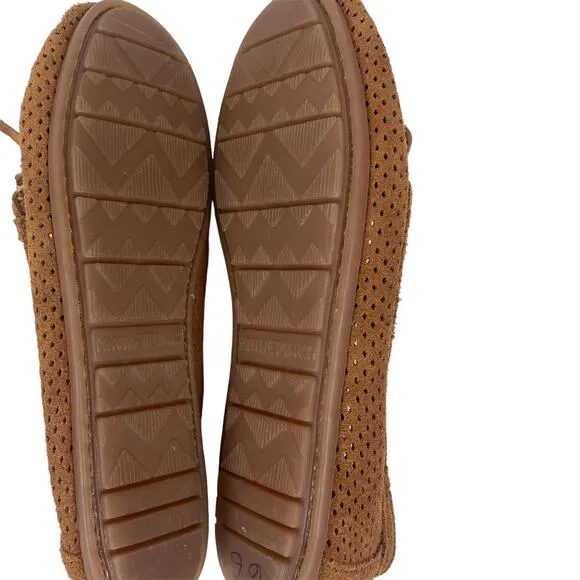MINNETONKA Suede Lisa Moccasins Flats Loafers Perforated Chestnut Brown Womens 8
