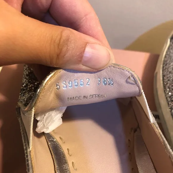 Miu Miu by Prada Silver Glitter Slip on sneakers in box