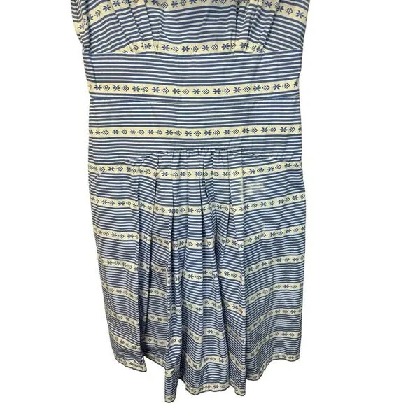 Miu Miu Blue Striped Ruffle Cotton Dress IT 42 / US 6 Off-Shoulder Boho Chic