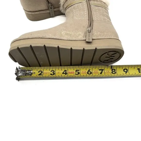 MK “Grace Studded” Tan Girls Fur Boots - NWOB