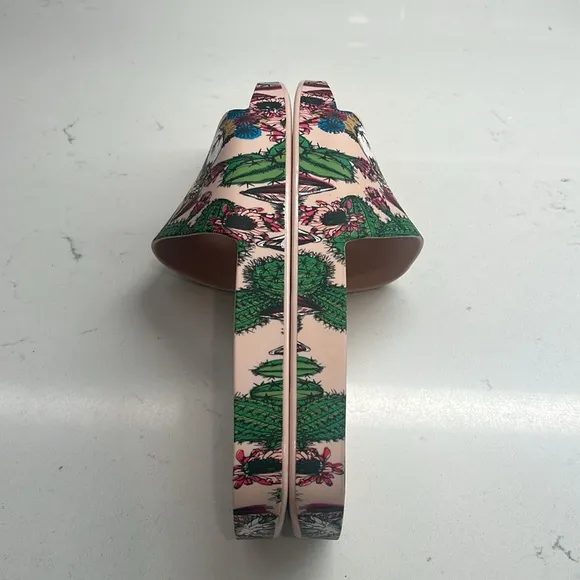 MLSA Melissa Beach Slides Pink Peony Green Cactus Llama Women’s Size 7