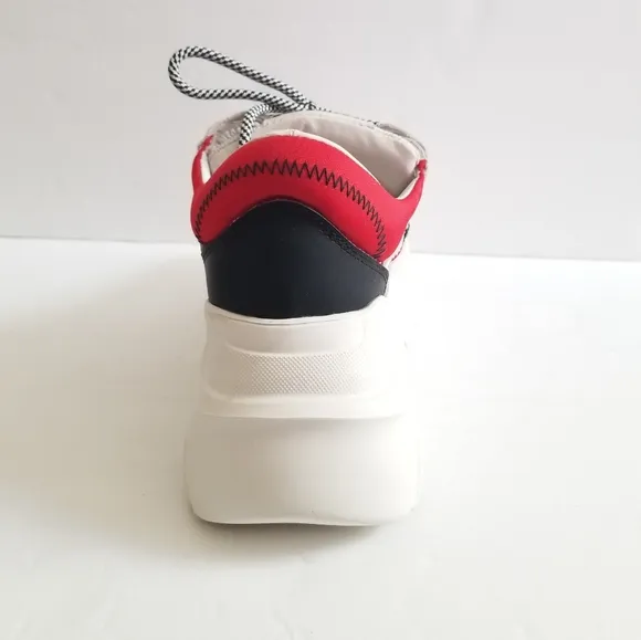 MOA Master Of Arts Lace Up White Red Mesh Leather Sneakers Size 40 US 9.5
