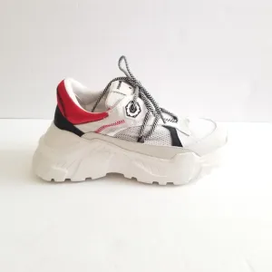 MOA Master Of Arts Lace Up White Red Mesh Leather Sneakers Size 40 US 9.5