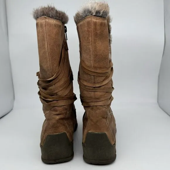 Mod Brev Women’s 39 Boot Genuine Italian Leather Fur Lined Long Square Toed Y2K