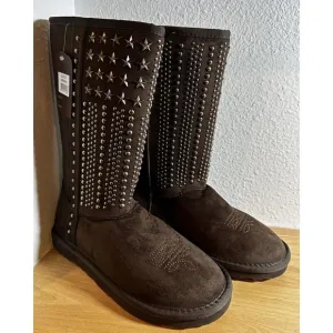 Montana West Studs Collection Boots - Coffee, Size 7 - NWT