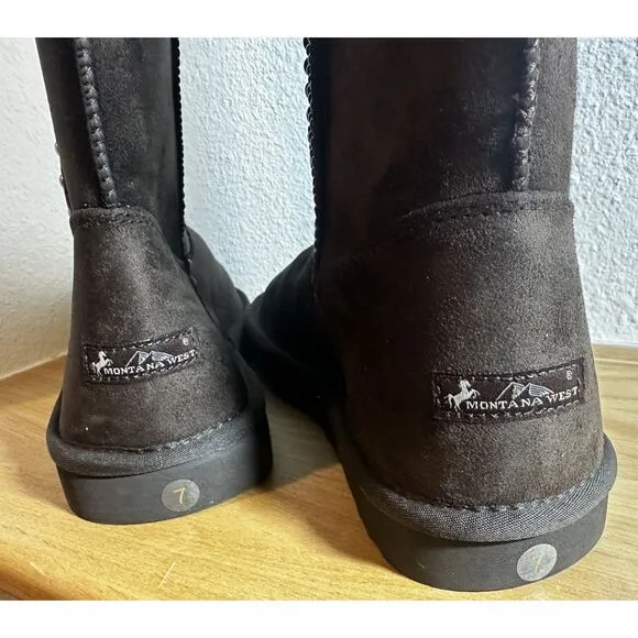 Montana West Studs Collection Boots - Coffee, Size 7 - NWT