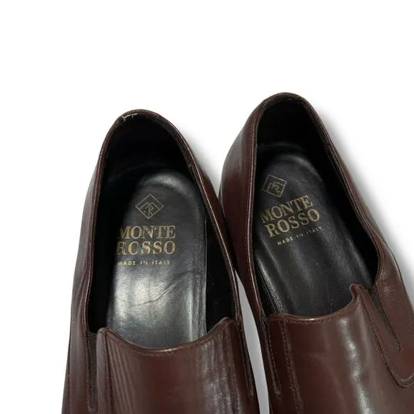 Monte Rosso Men's Luca Loafers Dress Shoes Brown Leather Slip On‎ Size 11 M