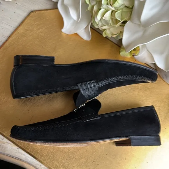 Moreschi Loafers in Black Suede and Pebbled Leather