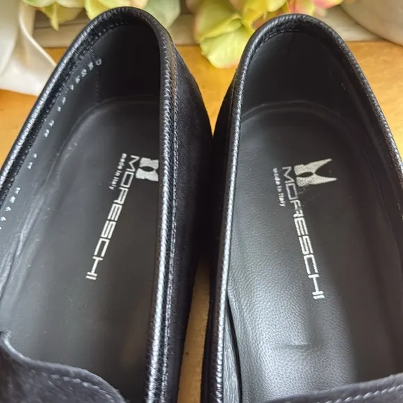 Moreschi Loafers in Black Suede and Pebbled Leather