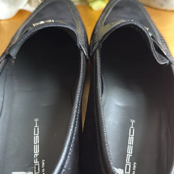 Moreschi Loafers in Black Suede and Pebbled Leather