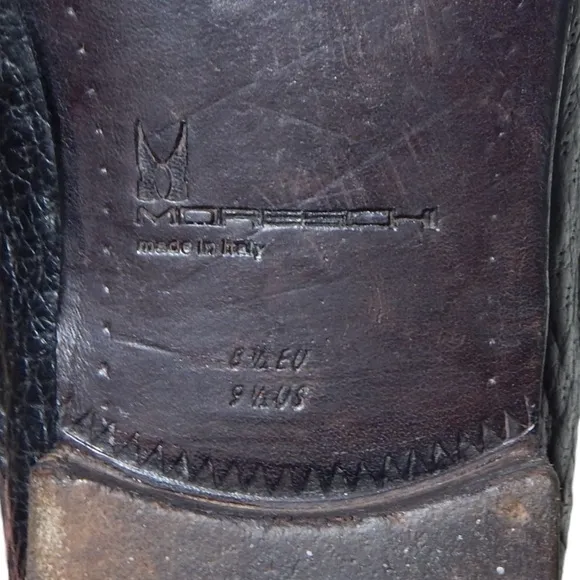 MORESCHI Made in Italy Mens Shoe Size 9.5 US, EU 8.5 Black Leather Penny Loafers