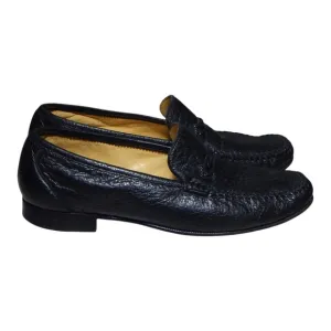 MORESCHI Made in Italy Mens Shoe Size 9.5 US, EU 8.5 Black Leather Penny Loafers