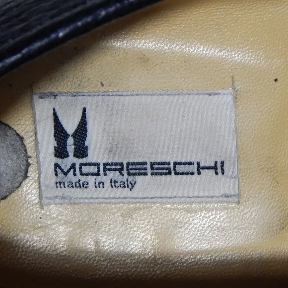 MORESCHI Made in Italy Mens Shoe Size 9.5 US, EU 8.5 Black Leather Penny Loafers