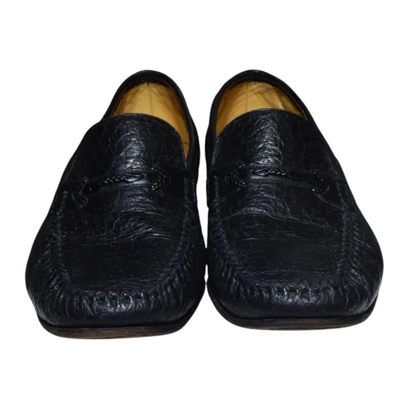 MORESCHI Made in Italy Mens Shoe Size 9.5 US, EU 8.5 Black Leather Penny Loafers