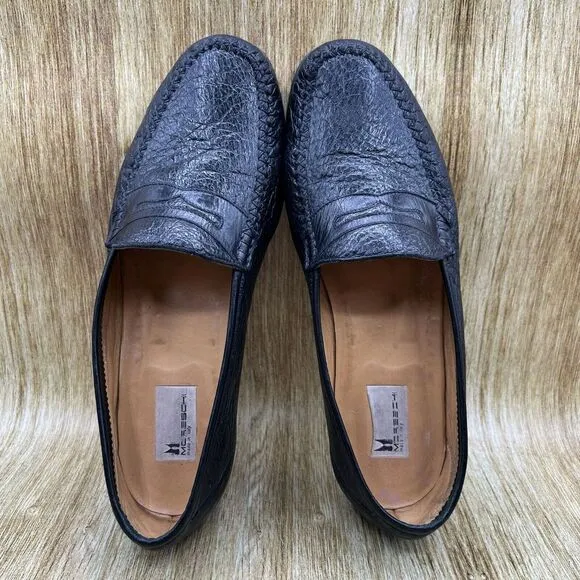 Moreschi Penny Loafers Men's Size 11.5 D Black Leather‎ Slip On Casual Shoes