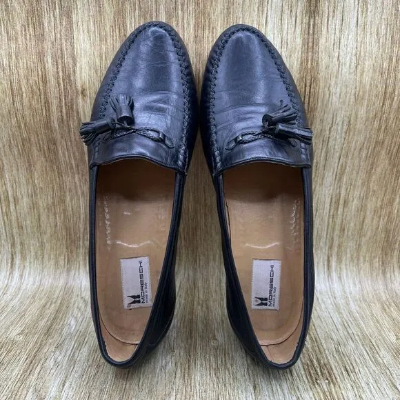 Moreschi Tassel Loafers Men's‎ Size 11 D Black Leather Slip On Casual Shoes
