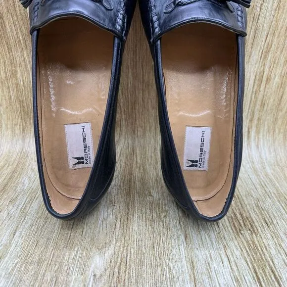Moreschi Tassel Loafers Men's‎ Size 11 D Black Leather Slip On Casual Shoes