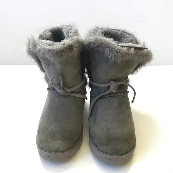 MOU Eskimo Range Boots Bootie Womens 39 9 Gray Ankle Faux Fur Sherpa Shearling