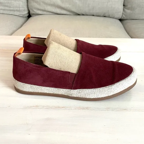 Mulo Mens Suede Espadrilles Casual Slip On Loafer Shoes In Burgundy Red Size 7