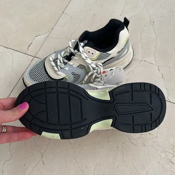 Multi piece mesh sneakers