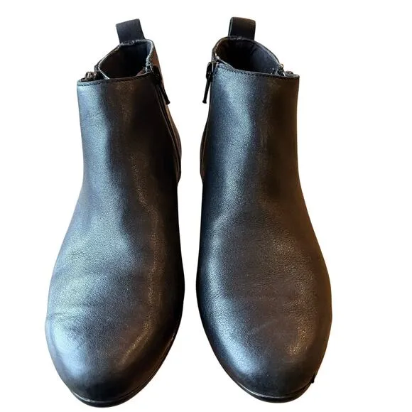 Munro Ankle Boots Booties Size 8 N Black Leather Double Zip Comfort Flats Lined