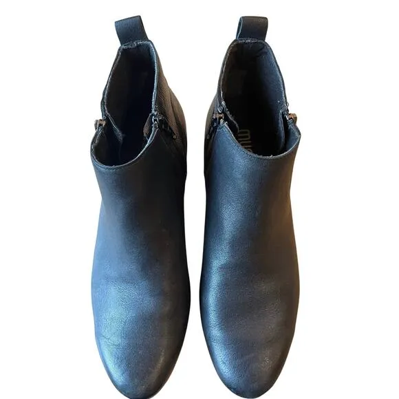 Munro Ankle Boots Booties Size 8 N Black Leather Double Zip Comfort Flats Lined