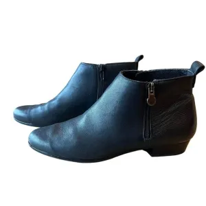 Munro Ankle Boots Booties Size 8 N Black Leather Double Zip Comfort Flats Lined
