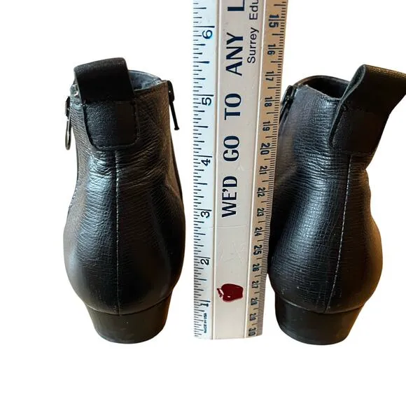 Munro Ankle Boots Booties Size 8 N Black Leather Double Zip Comfort Flats Lined