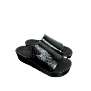 Naked Feet Reno Women's‎ Black Patent Platform Slide Sandals Size 6.5M